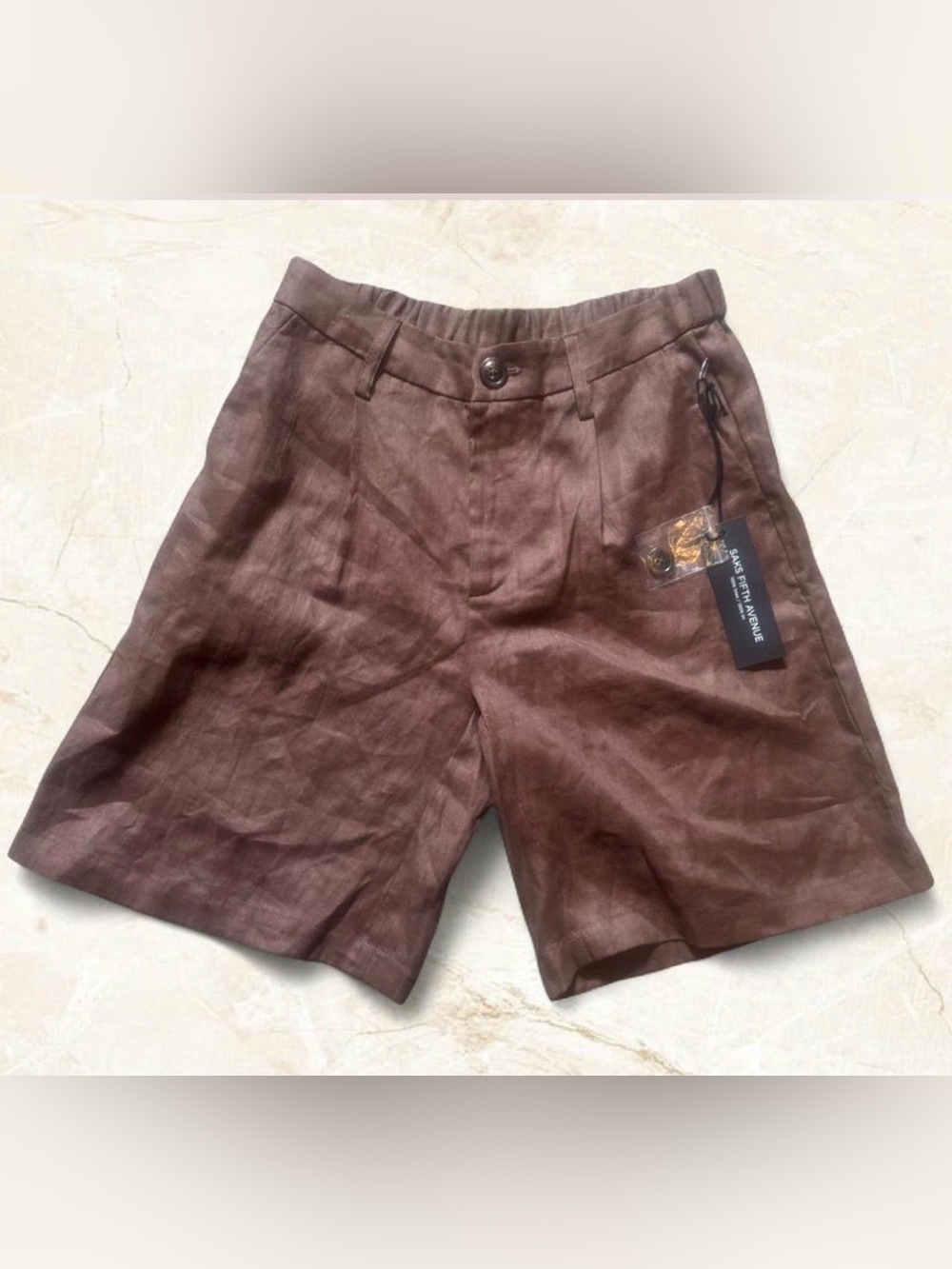 Saks 5th Avenue Date Brown Linen Shorts NWT- XS/ S